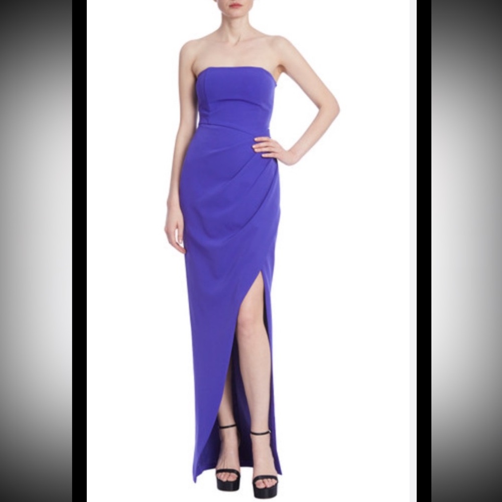 Jewel Badgley Mischka Strapless Crepe Gown,sz 8, New,Purple